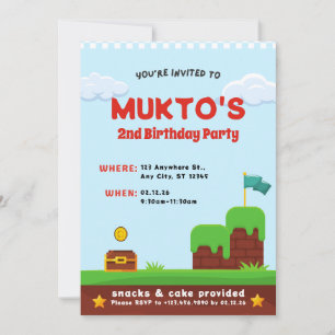 Convite Festa de segundo aniversário de Jogo de Vídeo   Bo