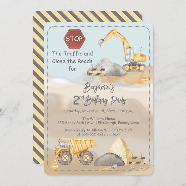 Convite Festa de segundo aniversário do Garoto de Caminhão (Frente/Verso)