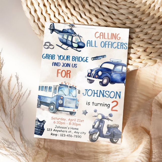 Convite Festa de segundo aniversário do Garoto Policial (Criador carregado)