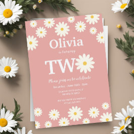 Convite Festa de segundo aniversário Floral Bohemian Pink