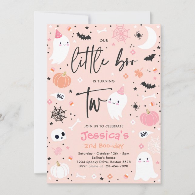 Convite Festa de segundo aniversário Ghost Little Boo do B (Frente)