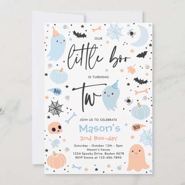 Convite Festa de segundo aniversário Ghost Little Boo do B (Frente)