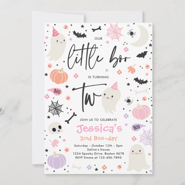 Convite Festa de segundo aniversário Ghost Little Boo do B (Frente)