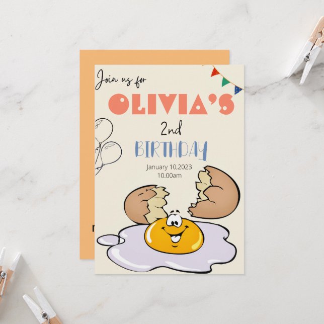 Convite Festa de segundo aniversário para crianças do café (Frente/Verso In Situ)