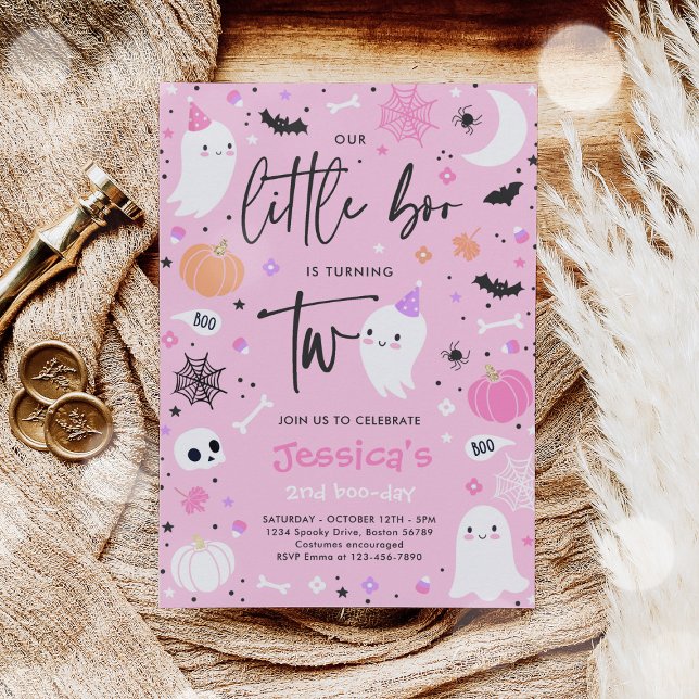 Convite Festa de segundo aniversário Rosa Rosa Pequeno (Criador carregado)