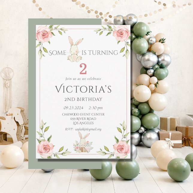 Convite Festa de Segundo segundo aniversário Cujo Coelhinh (Criador carregado)