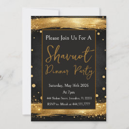 Convite Festa de Shavuot Luxo Moderno Dourado Preto