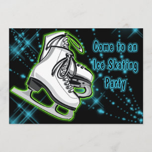 Convite Festa de Skates de Gelo Cosmic Neon