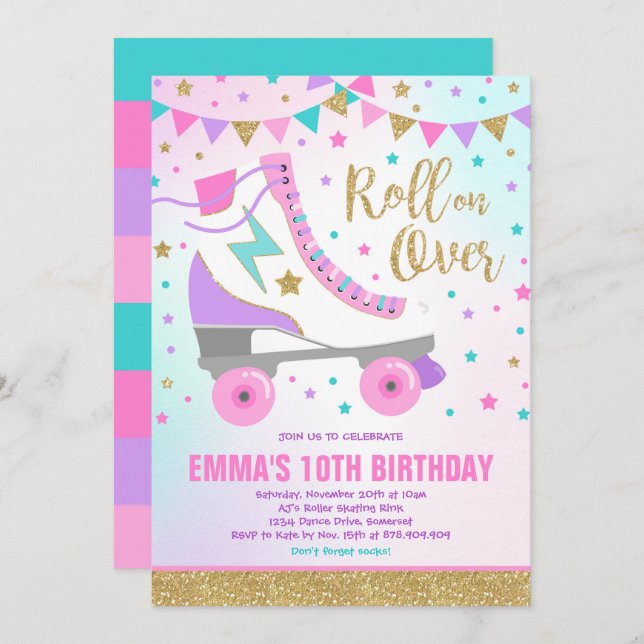 Convite Festa de Skating Aniversário de Skating (Frente/Verso)