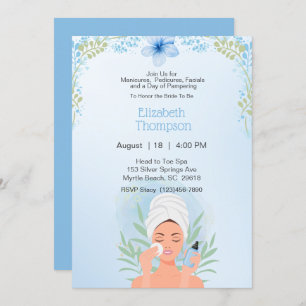 Convite Festa de solteira Azul do Dia Spa
