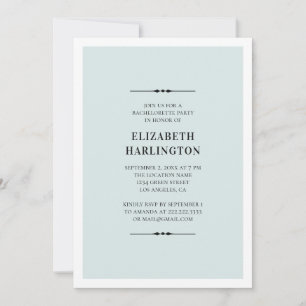 Convite festa de solteira azul elegante. Moderno simples