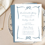 Convite Festa de solteira Azul Empoeirado com Fita Desenha<br><div class="desc">Frasco de Disco Escritível de Fita Azul Dusty com Traço de Desenho, Whimsical Modern Festa de solteira Invitation Card. Celebre o seu dia especial com esta elegante e bela carta de convite para casamento para embelezar a sua ocasião especial. Todos os textos estão pré-organizados para que você personalize fácil e...</div>