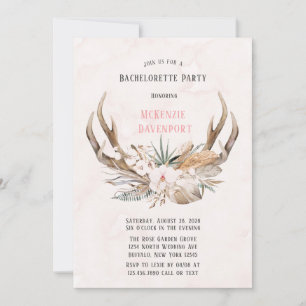 Convite Festa de solteira Boho Deer Antlers e Florals