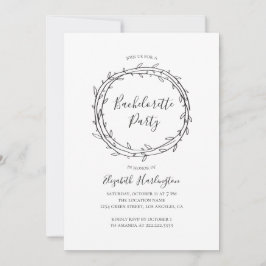 Convite Festa de solteira botânica. Preto e Branco