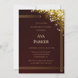 Convite Festa de solteira Brilhante Dourada Flourish