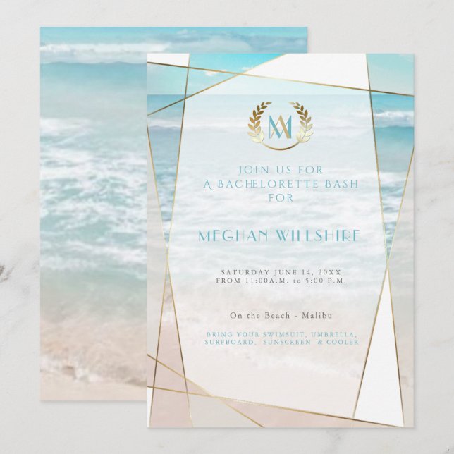 Convite Festa de Solteira | Casamento Moderno à Beira-Mar  (Frente/Verso)
