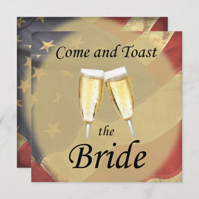 Convite Festa de Solteira com Bandeira Americana (Frente/Verso)