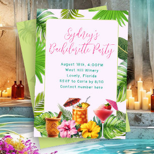 Convite Festa de Solteira com Drinks Tropicais