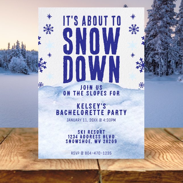Convite Festa de solteira com floco de neve de esqui de in (winter snow bachelorette party invitation)