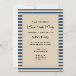 Convite Festa de solteira com Moldura de Stripes Azuis Clá