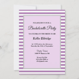 Convite Festa de solteira com moldura de tiras roxas/branc