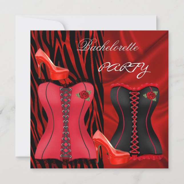 Convite Festa de solteira Corset Preto - Calçados de alto  (Frente)