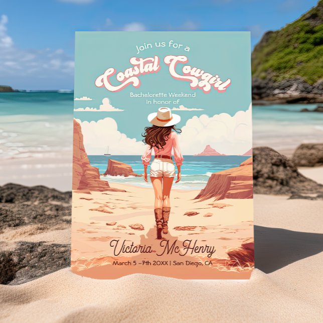 Convite Festa de solteira Costeira de Cowgirl (Criador carregado)