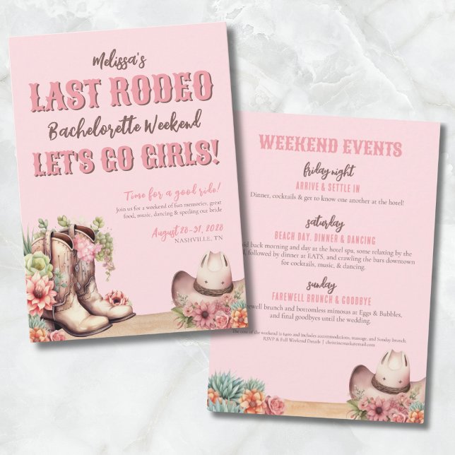 Convite Festa de solteira da Cowgirl (Last Rodeo Cowgirl Bachelorette Party Invitation)