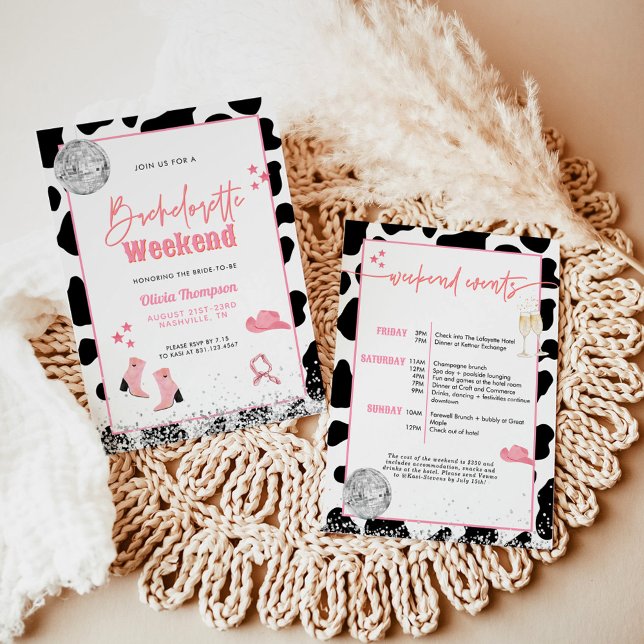 Convite Festa de solteira da Disco Cowgirl | Garota espaci (Criador carregado)