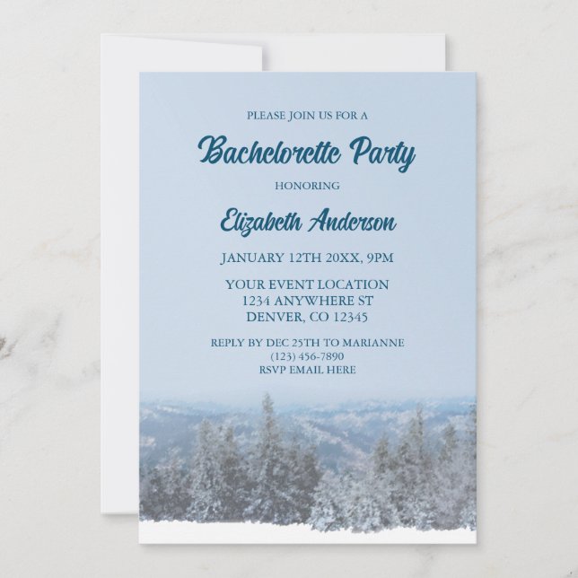 Convite Festa de solteira da Floresta de Montanha Snowy (Frente)