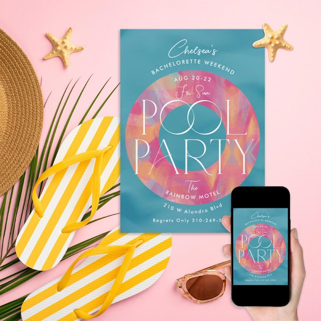 Convite Festa de solteira da Parte piscina (Criador carregado)