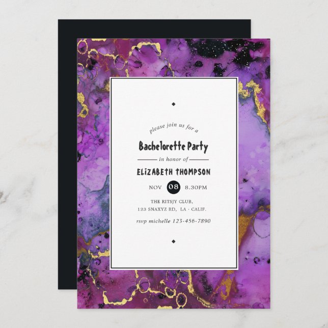 Convite Festa de solteira de apresentação vívida (Frente/Verso)