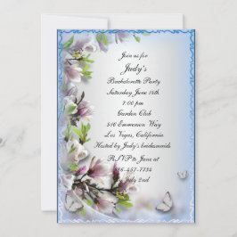 Convite Festa de solteira de borboleta Floral Roxa Elegant