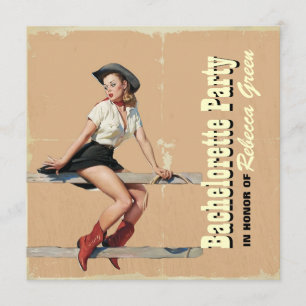 Convite festa de solteira de campo ocidental da retro cowg