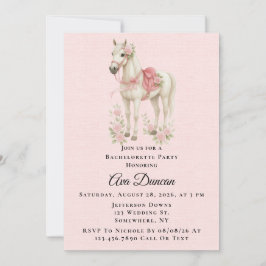 Convite Festa de solteira de Cavalo das Flores Rosa e Azul