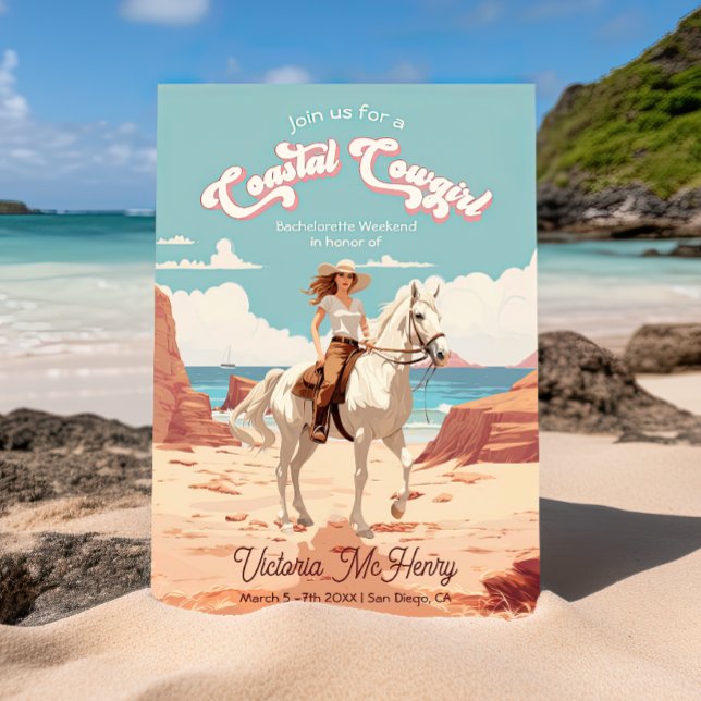 Convite Festa de solteira de Cavalo de Cowgirl Costeira (Criador carregado)