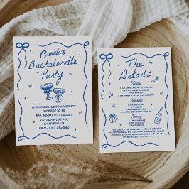 Convite Festa de solteira De Cocktail Desenhada À Mão