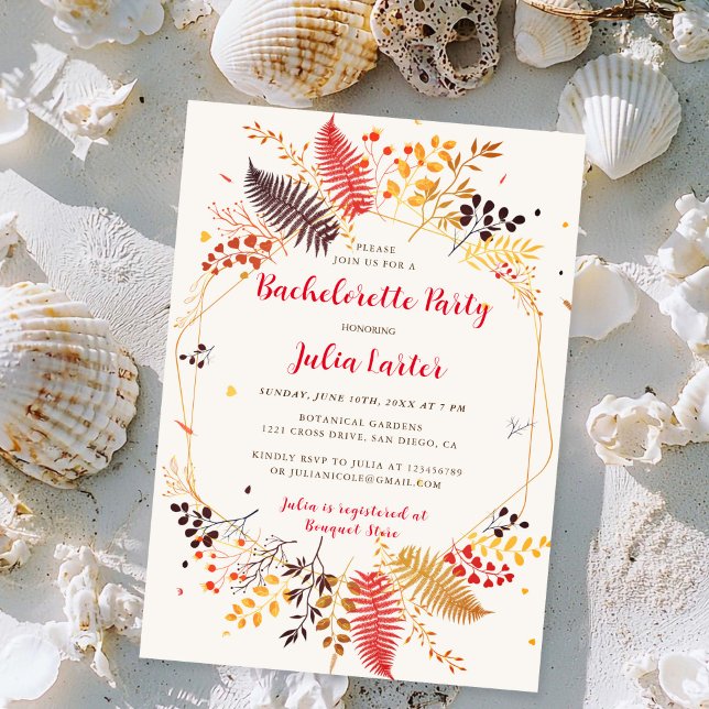 Convite Festa de solteira de Cogumelos Fern Forest (Criador carregado)