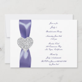 Convite Festa de solteira de Coração Azul Roxo Diamante