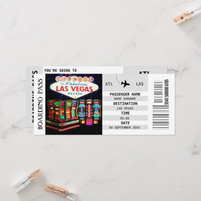 Convite Festa de solteira de embarque em Las Vegas (Frente/Verso In Situ)