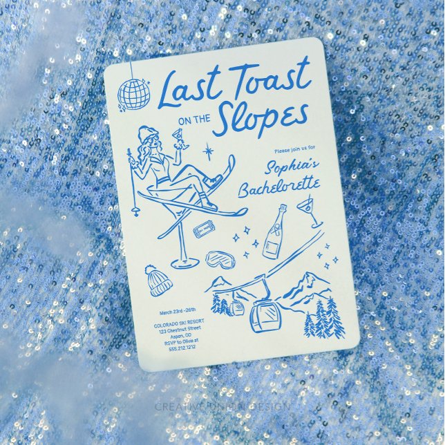 Convite Festa de solteira de Esqui Últimos Tostões Itinerá (Criador carregado)