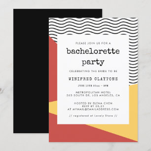 Convite Festa de solteira de estilo Memphis Pop art dos an