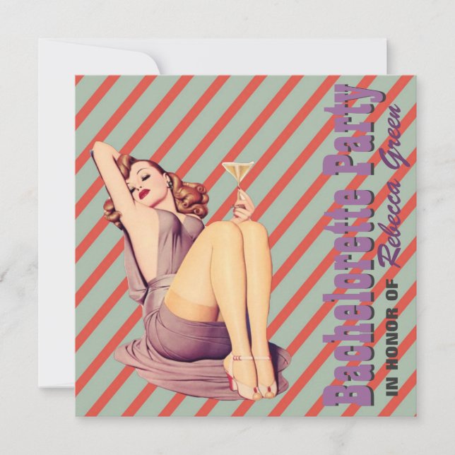 Convite festa de solteira de fixação retroativa do padrão  (Frente)