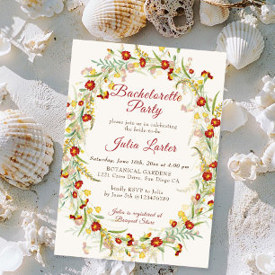 Convite Festa de solteira de folhagem das flores selvagens