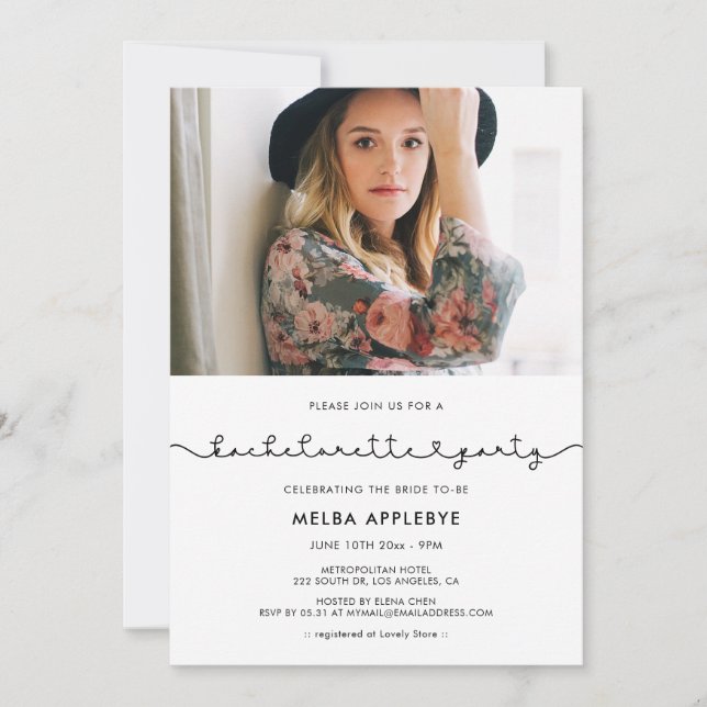 Convite Festa de solteira de fonte do coração de ligação (Frente)