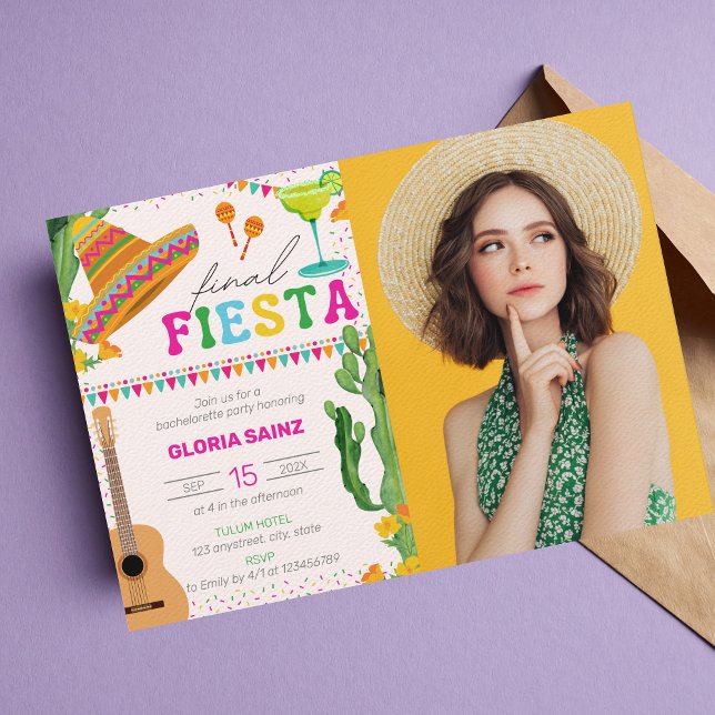 Convite Festa de solteira de Foto Final Fiesta (Criador carregado)