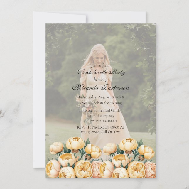 Convite Festa de solteira de Fotografias Amarelo da Arch (Frente)