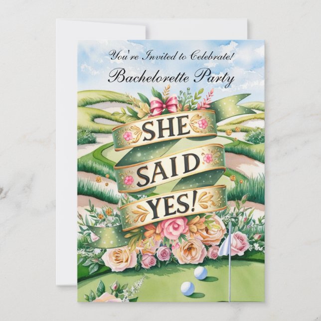 Convite Festa de solteira de golfe no campo de golfe (Frente)