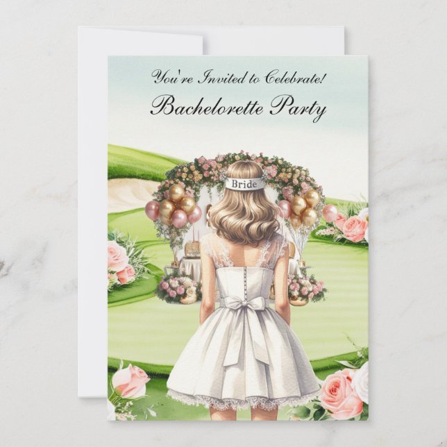 Convite Festa de solteira de golfe no campo de golfe (Frente)