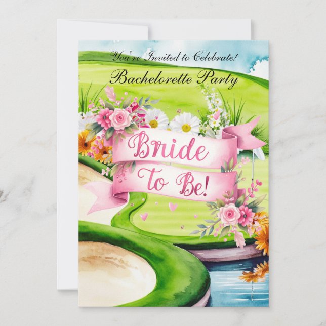 Convite Festa de solteira de golfe no campo de golfe (Frente)